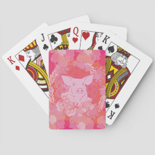 varken,bloem van het leven, blauw, mandala,zen,cha pokerkaarten