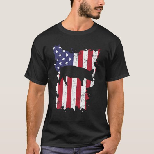 Varken Boerderij 4 van juli VS Vlag US Amerika  T T-shirt (Voorkant)
