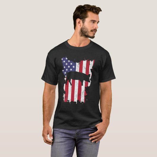 Varken Boerderij 4 van juli VS Vlag US Amerika  T T-shirt (Voorkant volledig)