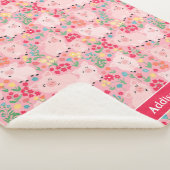 Varken Boerderij Dier Bloemen Rustiek Gepersonalis Sherpa Deken (3/4)