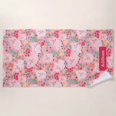 Varken Boerderij Dier Bloemen Rustiek Gepersonalis Strandlaken (Voorkant)