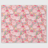 Varken Boerderij Dier Bloemen Rustiek Verjaardagsf Cadeaupapier (Vlak)