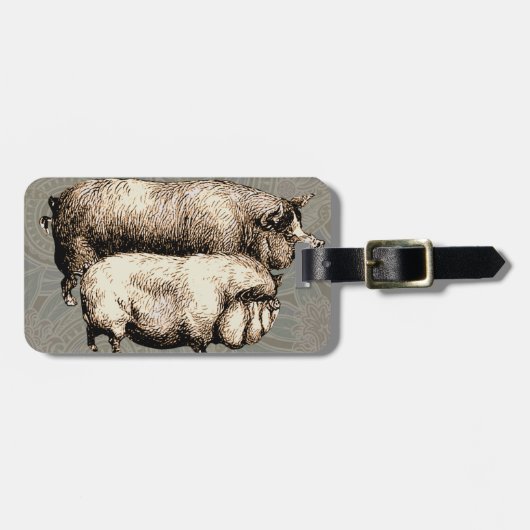 Varken Boerderij Land Antiek Illustratie Art Bagagelabel (Voorkant horizontaal)