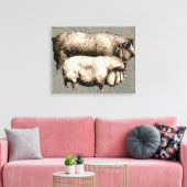 Varken Boerderij Land Antiek Illustratie Art Canvas Afdruk (Insitu (Woonkamer))