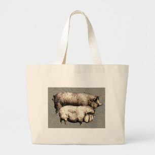 Varken Boerderij Land Antiek Illustratie Art Grote Tote Bag