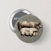 Varken Boerderij Land Antiek Illustratie Art Ronde Button 5,7 Cm (Voorkant /achterkant)