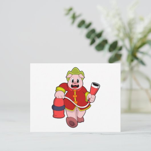 Varken Brandweerman Brandblusser Briefkaart (Staand voorkant)