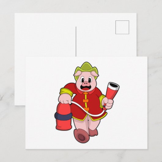 Varken Brandweerman Brandblusser Briefkaart (Voorkant / Achterkant)