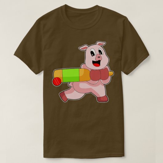 Varken Cricket vleermuis T-shirt (Design voorkant)