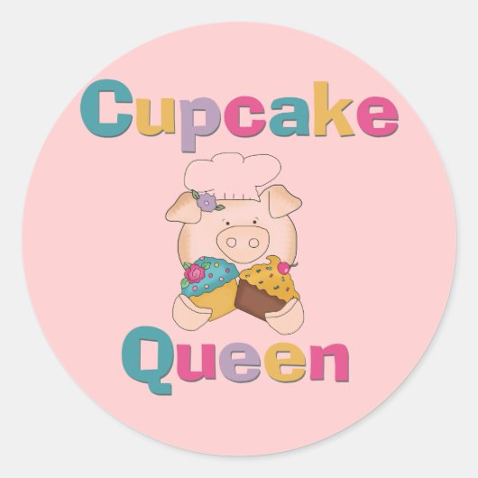 Varken Cupcake Queen T-shirts en geschenken Ronde Sticker (Voorkant)