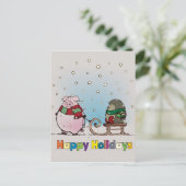 Varken en egel met sjaals briefkaart (Staand voorkant)