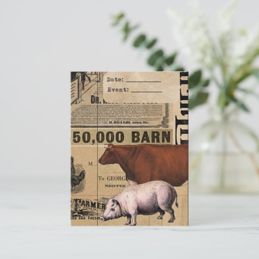  Varken en Koe Collage Briefkaart (Staand voorkant)