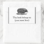  varken etsen boekenplaat rechthoekige sticker (Tas)