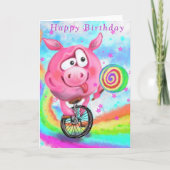 Varken Fietser met Lollipop Funny Birthday Kaart (Voorkant)