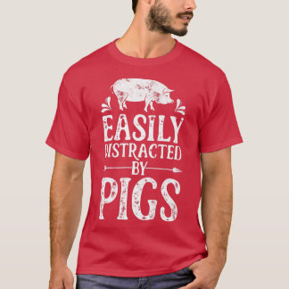 Varken gemakkelijk afgeleid door varkens Funny Boe T-shirt