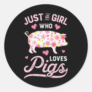 Varken Gewoon een meisje die houdt van Varkens Vro Ronde Sticker