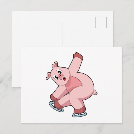 Varken IJsschaatsen Schaatsen Briefkaart (Voorkant / Achterkant)
