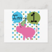 Varken Ik ben 1 Verjaardag Tshirts en geschenken Briefkaart (Voorkant)