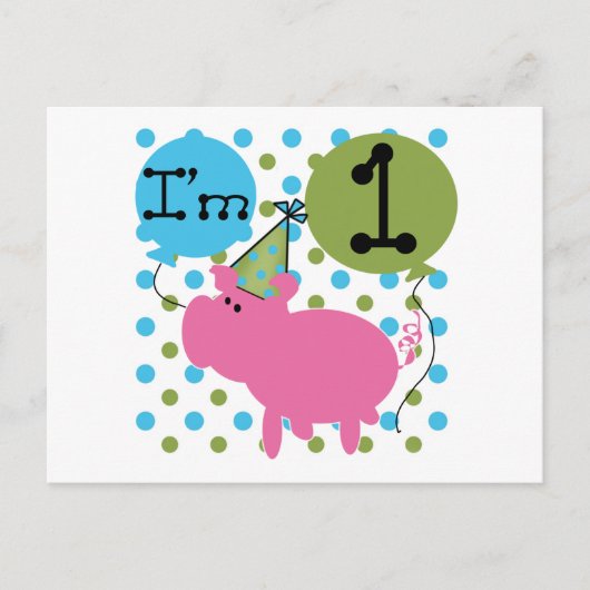 Varken Ik ben 1 Verjaardag Tshirts en geschenken Briefkaart (Voorkant)