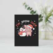 Varken Ik Ben Sneeuw Lieve Sneeuwman Sneeuw Woords Feestdagenkaart (Staand voorkant)