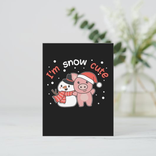 Varken Ik Ben Sneeuw Lieve Sneeuwman Sneeuw Woords Feestdagenkaart (Staand voorkant)