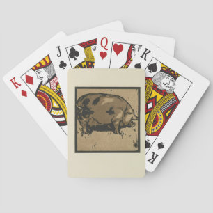 Varken - Illustratie van vierkante dieren Pokerkaarten