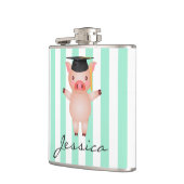 Varken in afstudeerdop gepersonaliseerd heupfles (Links)