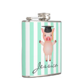 Varken in afstudeerdop gepersonaliseerd heupfles (Rechts)