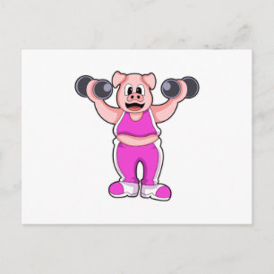 Varken in Bodybuilding met Dumbbells Briefkaart