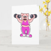Varken in Bodybuilding met Dumbbells Kaart (Gele Bloem)