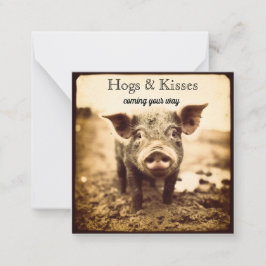 Varken in de modder, knuffels en kussen, aanpasbaa notitiekaartje
