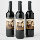 Varken in de modder, varkens en kussen wijn etiket (Flessen)