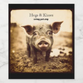 Varken in de modder, varkens en kussen wijn etiket (Enkel label)