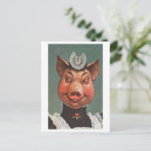 varken in dienstmaagd uniform briefkaart (Staand voorkant)
