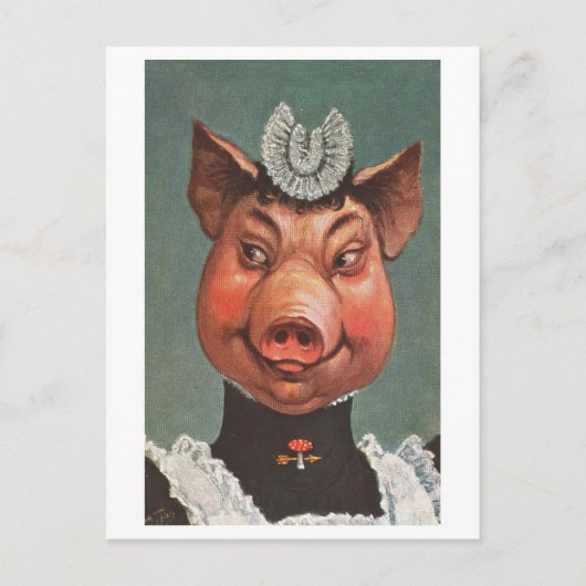 varken in dienstmaagd uniform briefkaart (Voorkant)