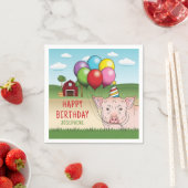 Varken in een Boerderij met ballonnen Kind jarig Servet (Insitu)