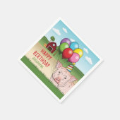 Varken in een Boerderij met ballonnen Kind jarig Servet (Hoek)