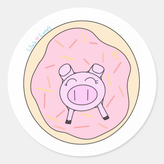 Varken in een Donut Sticker! Ronde Sticker (Voorkant)