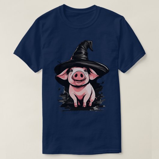 Varken in een heks pet halloween varken t-shirt (Design voorkant)
