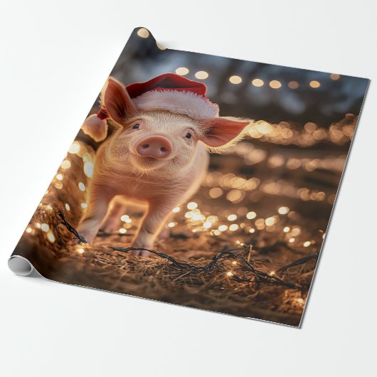 Varken in een Santa Hat Decoupage Craft Cadeaupapier (Uitgerold)