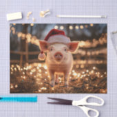 Varken in een Santa Hat Decoupage Tissuepapier (Craft)