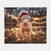 Varken in een Santa Hat Fleece Deken (Voorkant (Horizontaal))