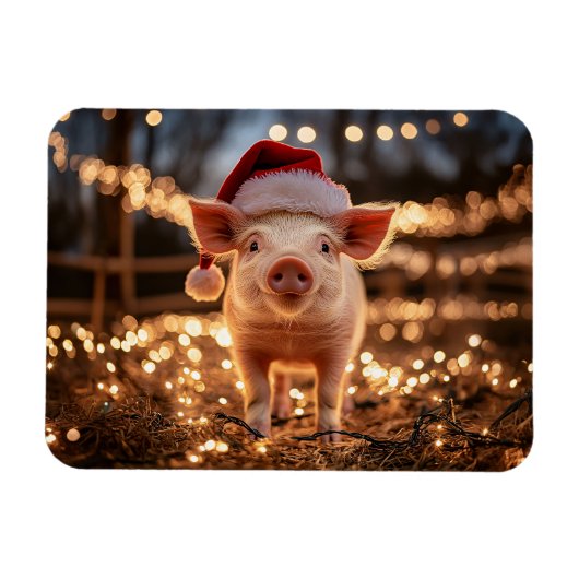 Varken in een Santa Hat Flexibel Magneet (Horizontaal)