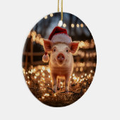 Varken in een Santa Hat Keramisch Ornament (Rechts)
