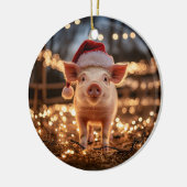 Varken in een Santa Hat Keramisch Ornament (Links)