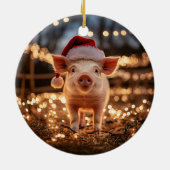 Varken in een Santa Hat Keramisch Ornament (Achterkant)