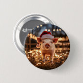 Varken in een Santa Hat Ronde Button 5,7 Cm (Voorkant /achterkant)