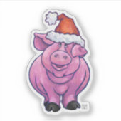 Varken in een Santa Hat Sticker (Voorkant)