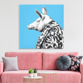 Varken in Jaguar bontjas (Old-School Blue) Canvas Afdruk