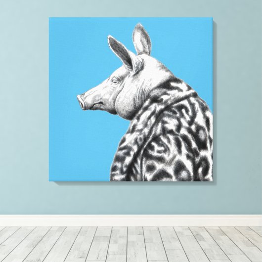 Varken in Jaguar bontjas (Old-School Blue) Canvas Afdruk (Insitu (Houten vloer))